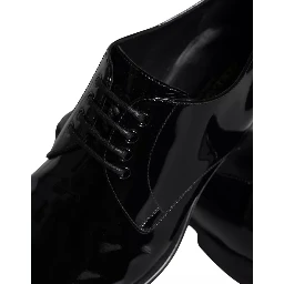 Black Calfskin Leather Derby Men Dress Shoes