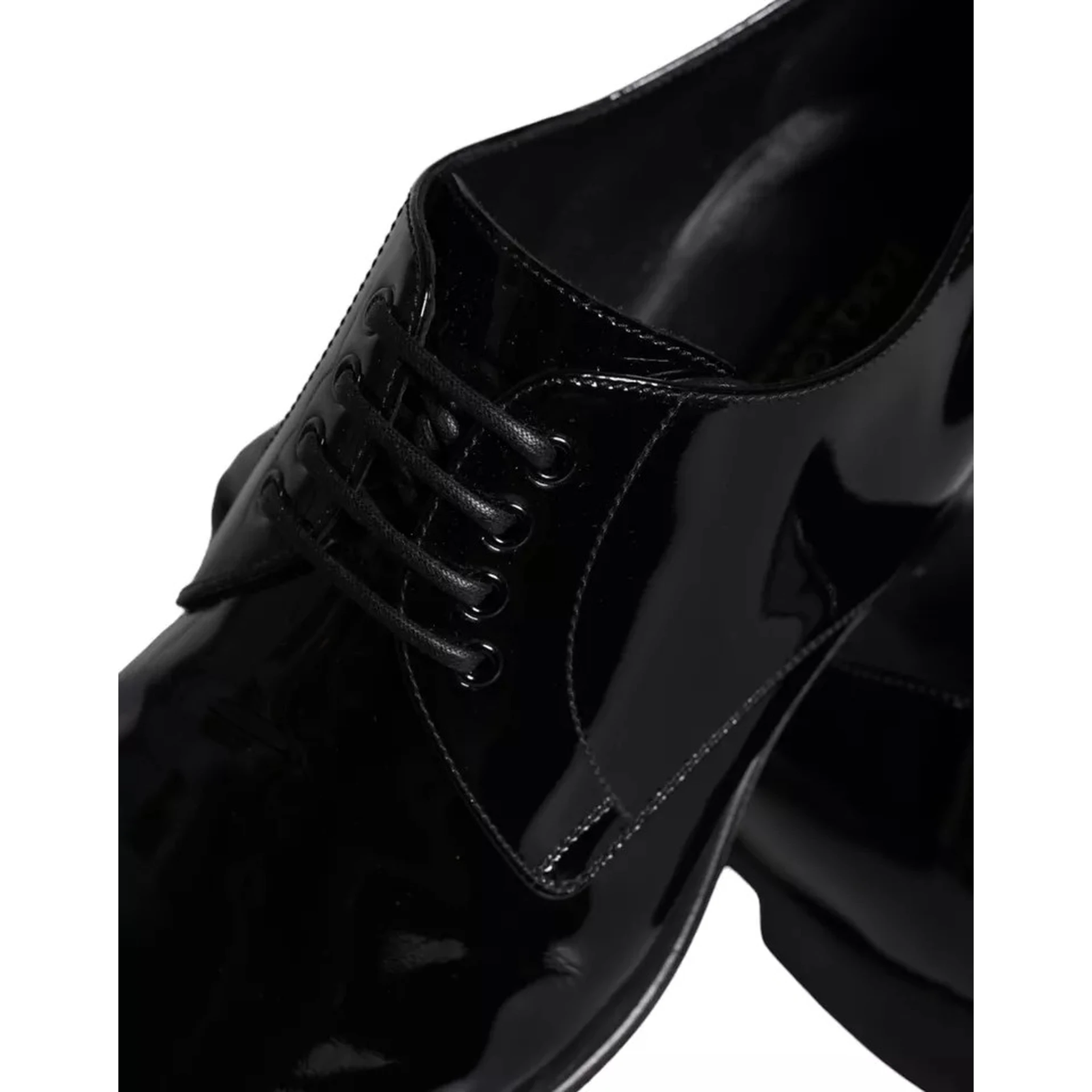 Black Calfskin Leather Derby Men Dress Shoes