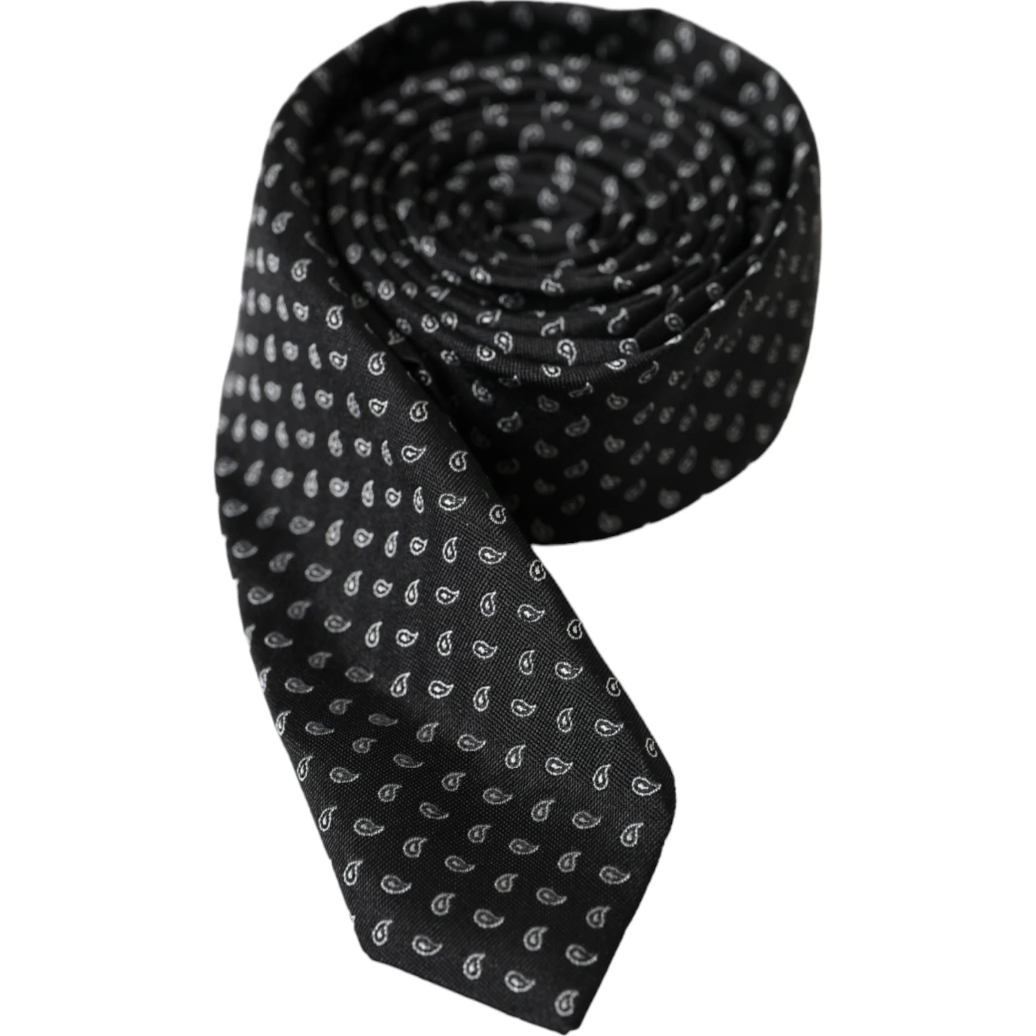 Black Jacquard Patterned Silk Adjustable Men Tie