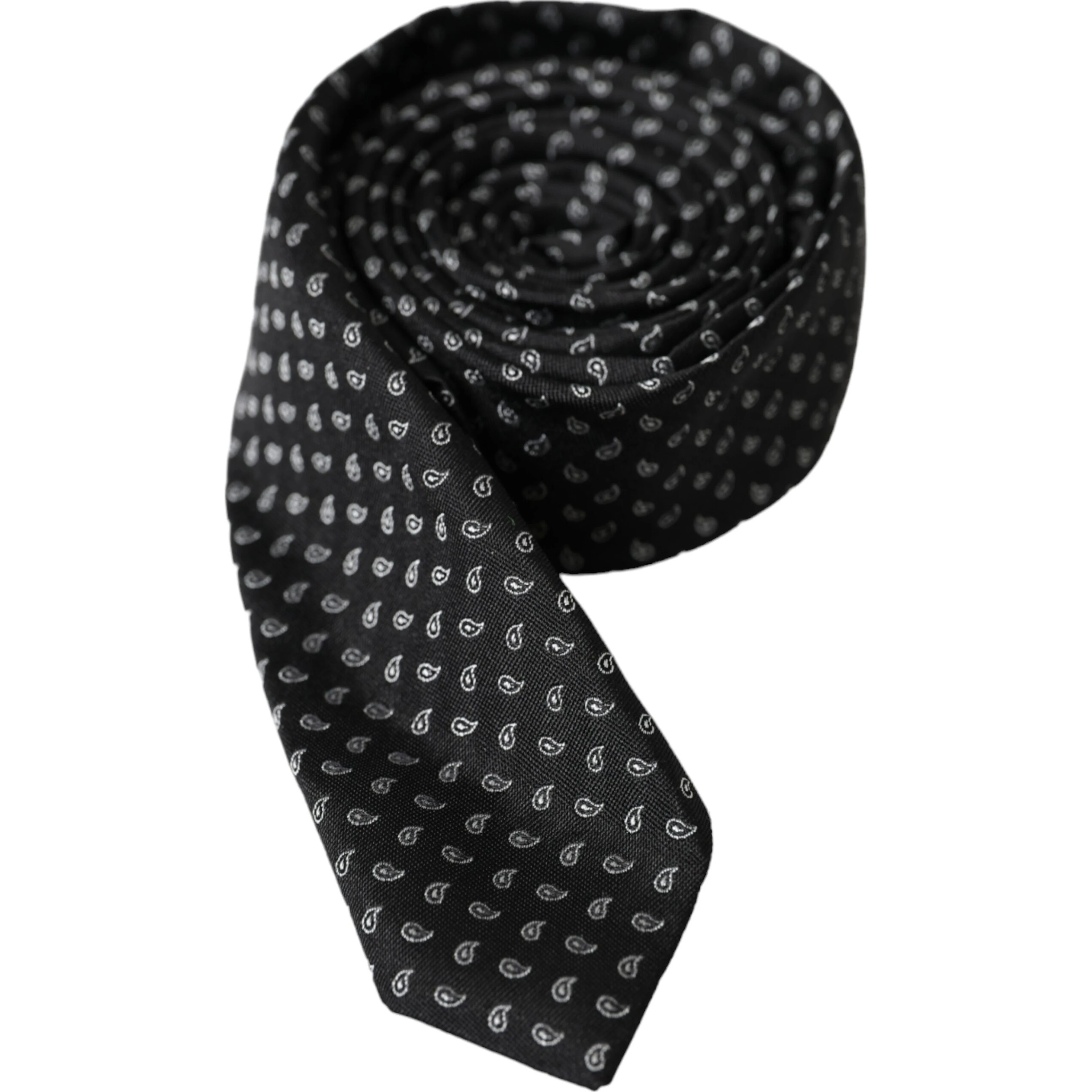 Black Jacquard Patterned Silk Adjustable Men Tie