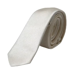 White Solid 100% Silk Adjustable Tie