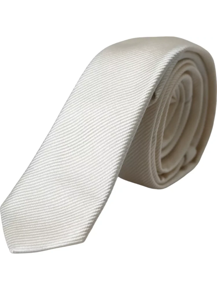 White Solid 100% Silk Adjustable Tie