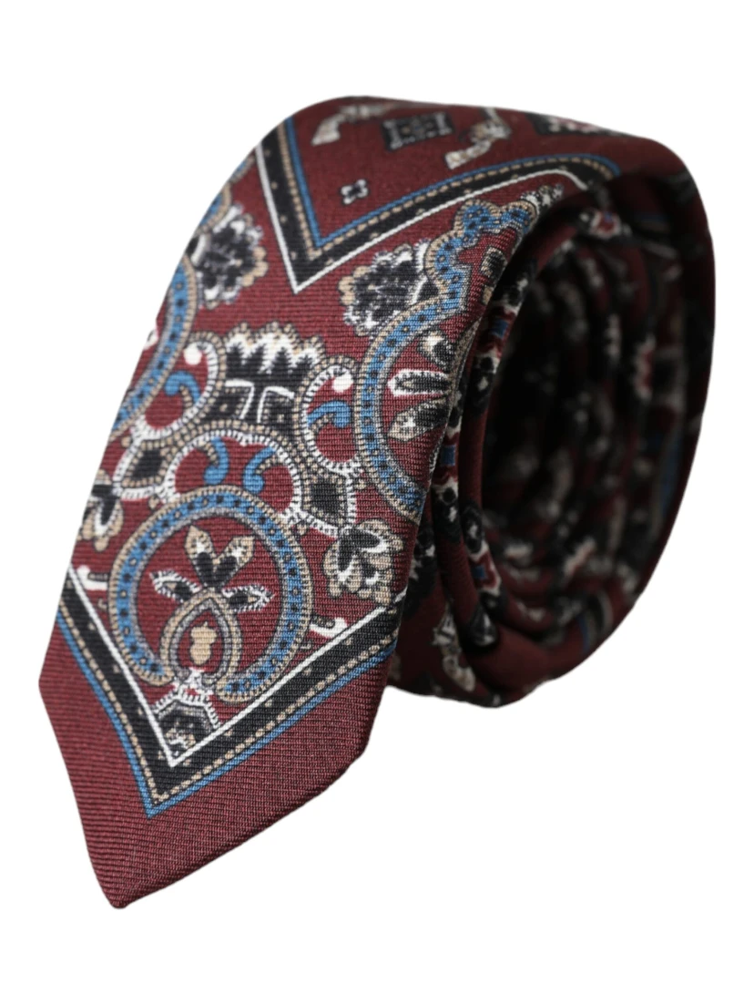 Bordeaux Printed 100% Silk Adjustable Men Tie