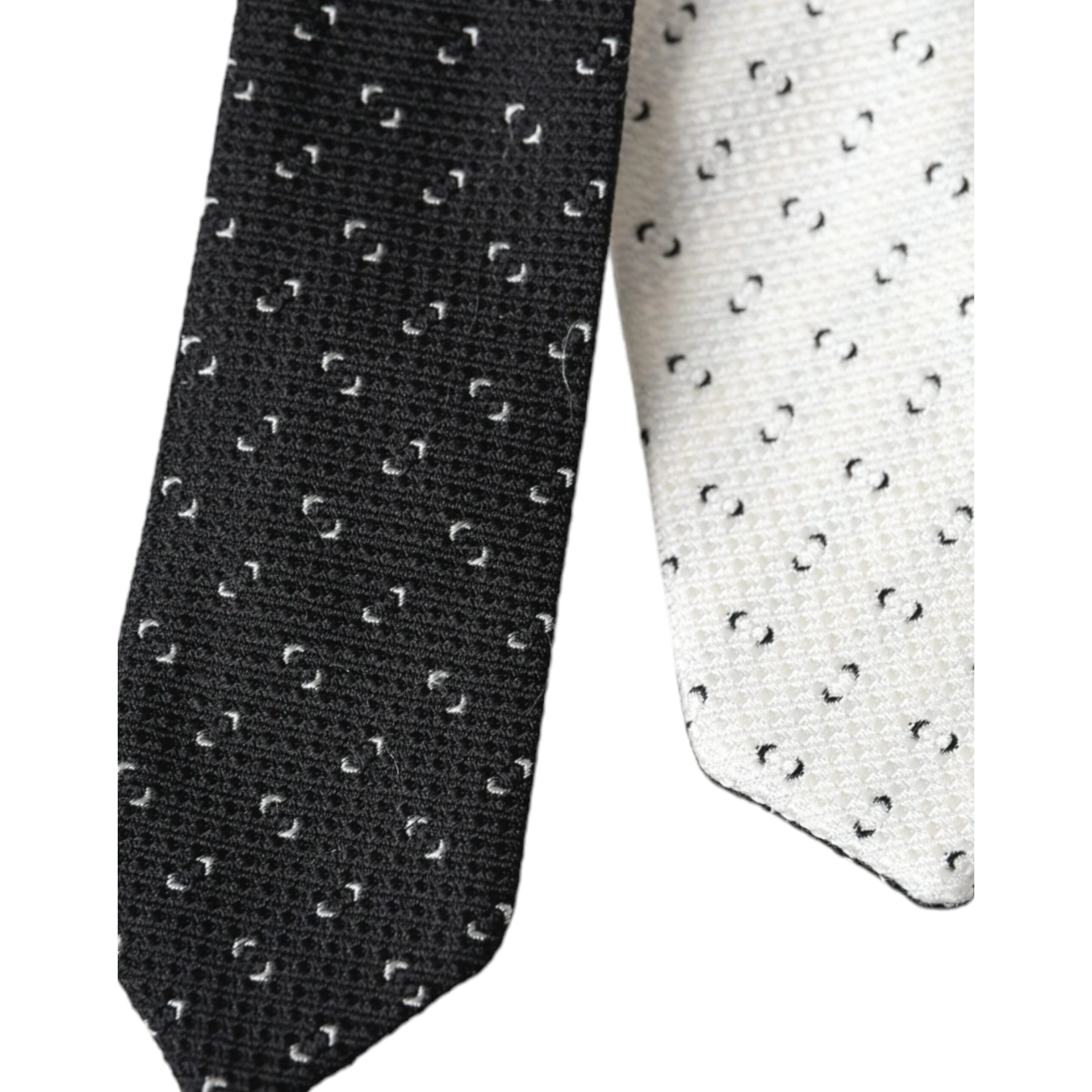 Black White Patterned Adjustable Tie