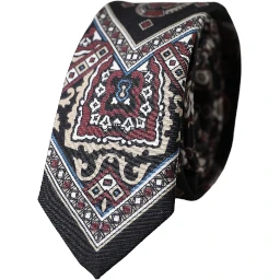 Black Printed 100% Silk Adjustable Men Tie