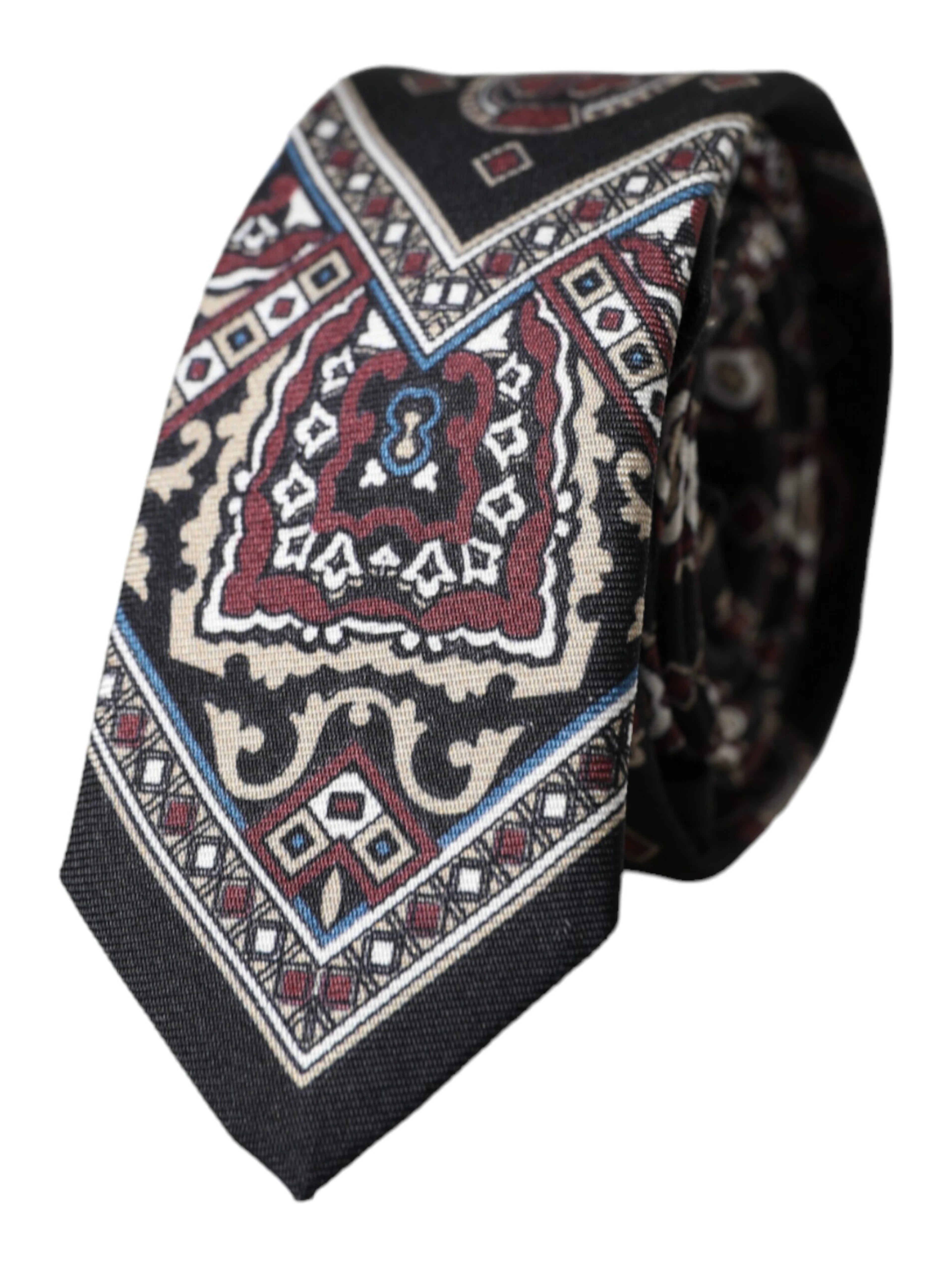 Black Printed 100% Silk Adjustable Men Tie