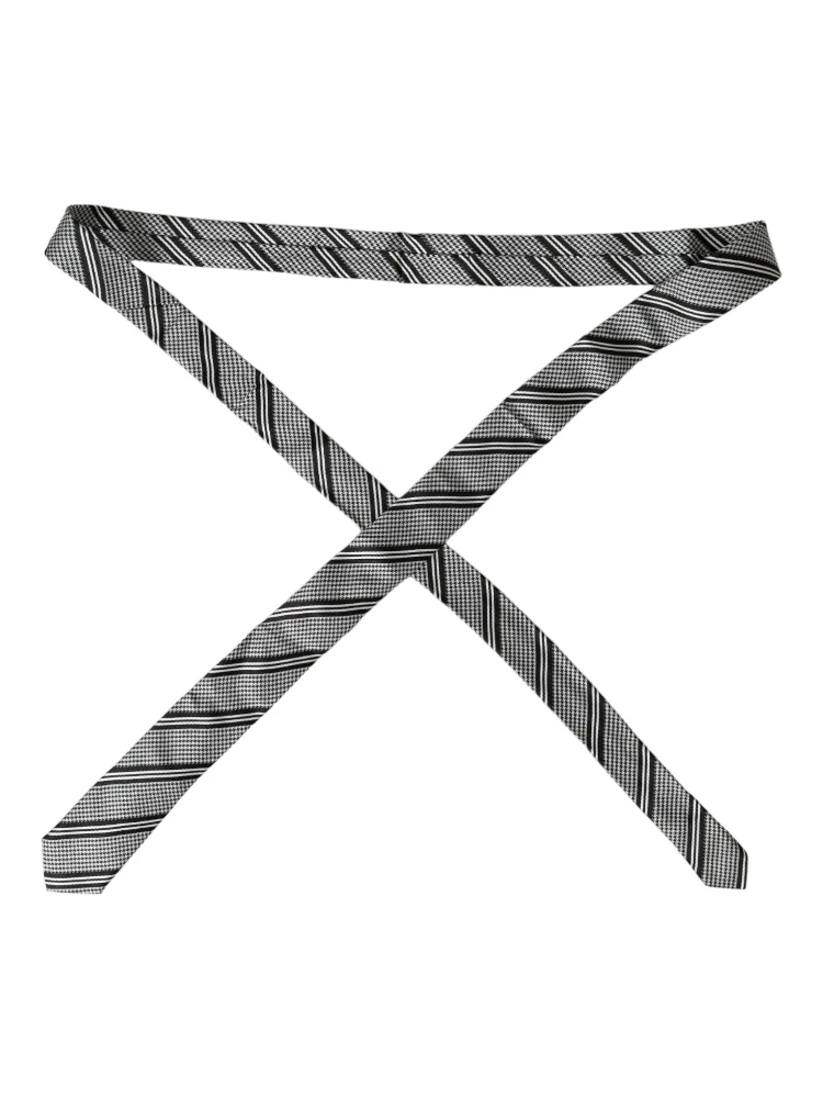 Black White Stripes Silk Adjustable Tie alternative