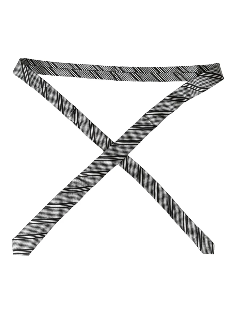 Black White Stripes Silk Adjustable Tie