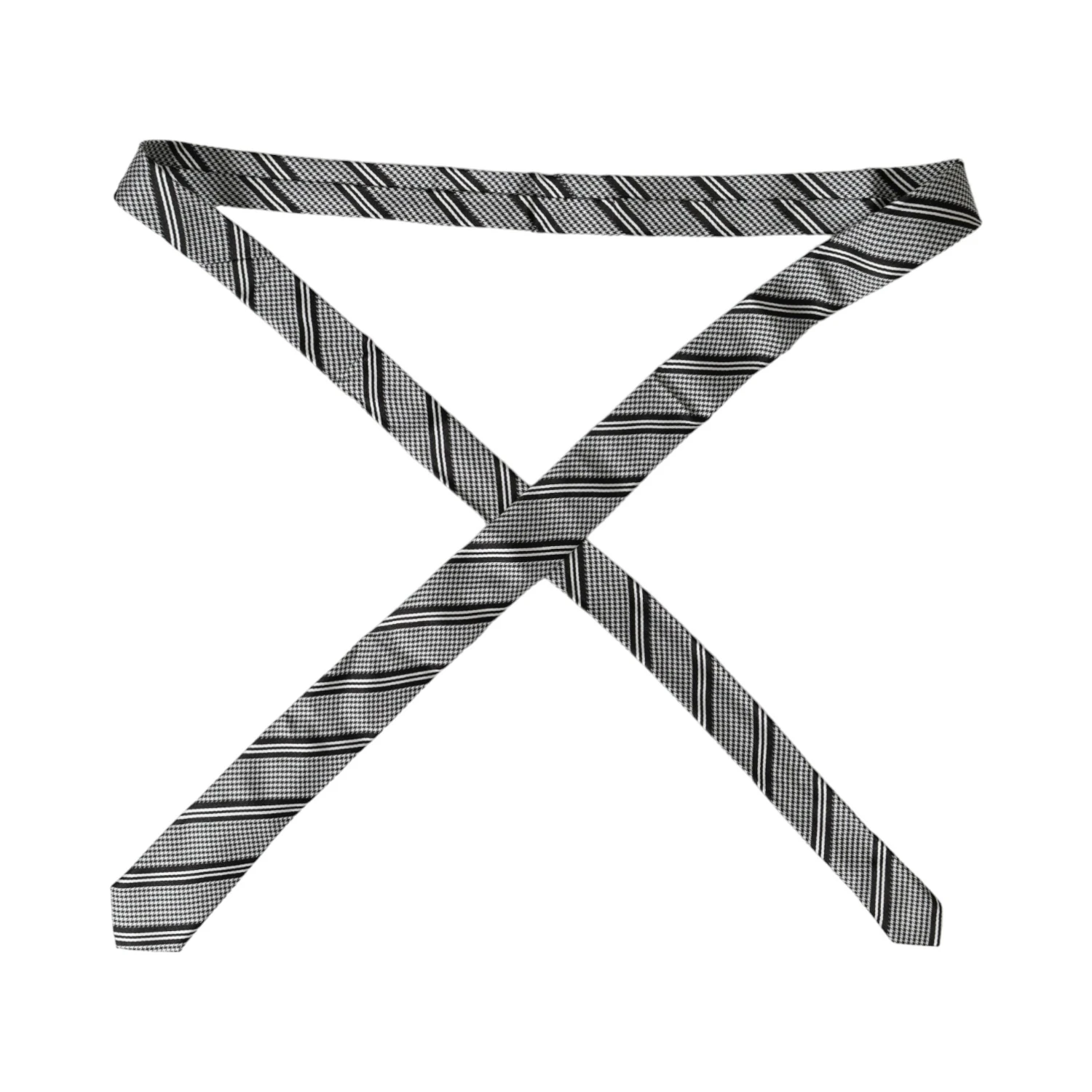 Black White Stripes Silk Adjustable Tie