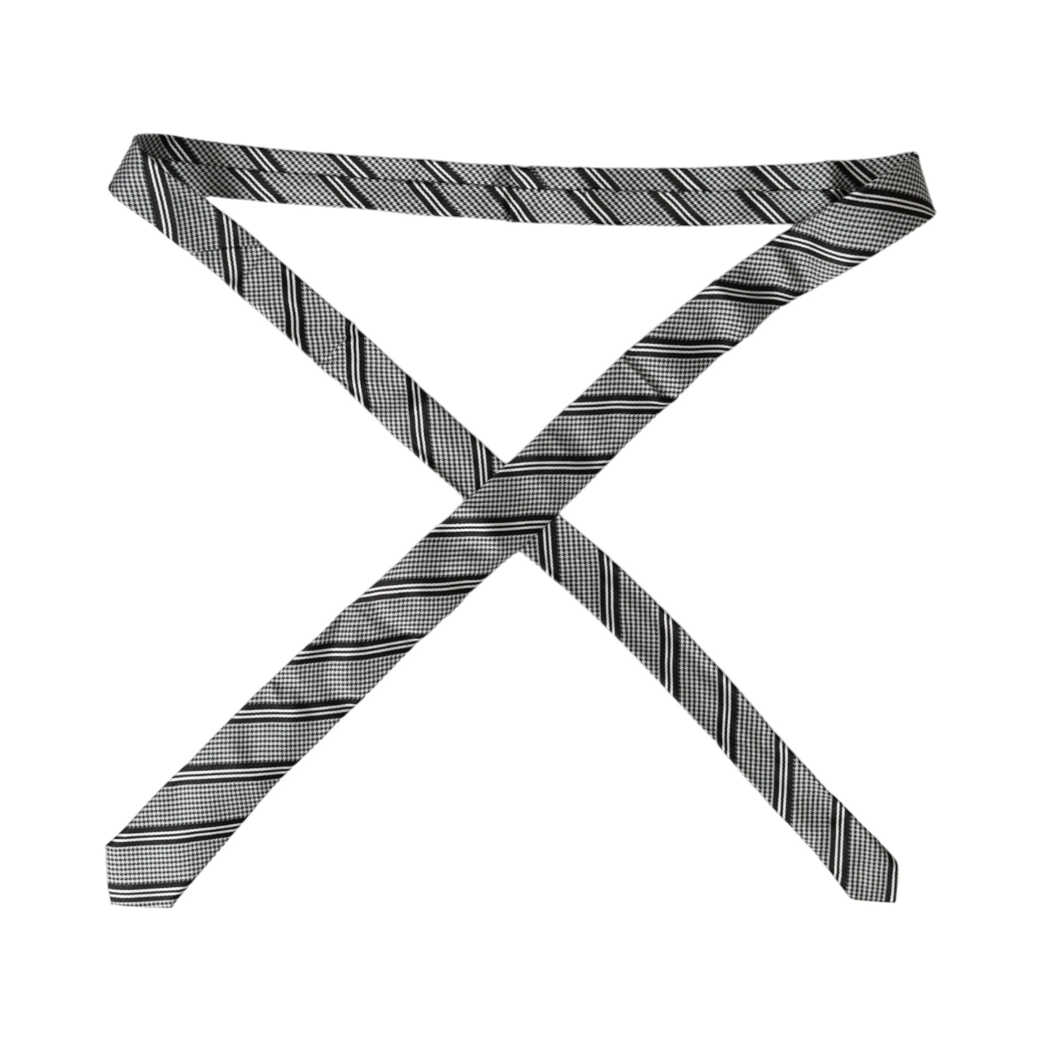 Black White Stripes Silk Adjustable Tie