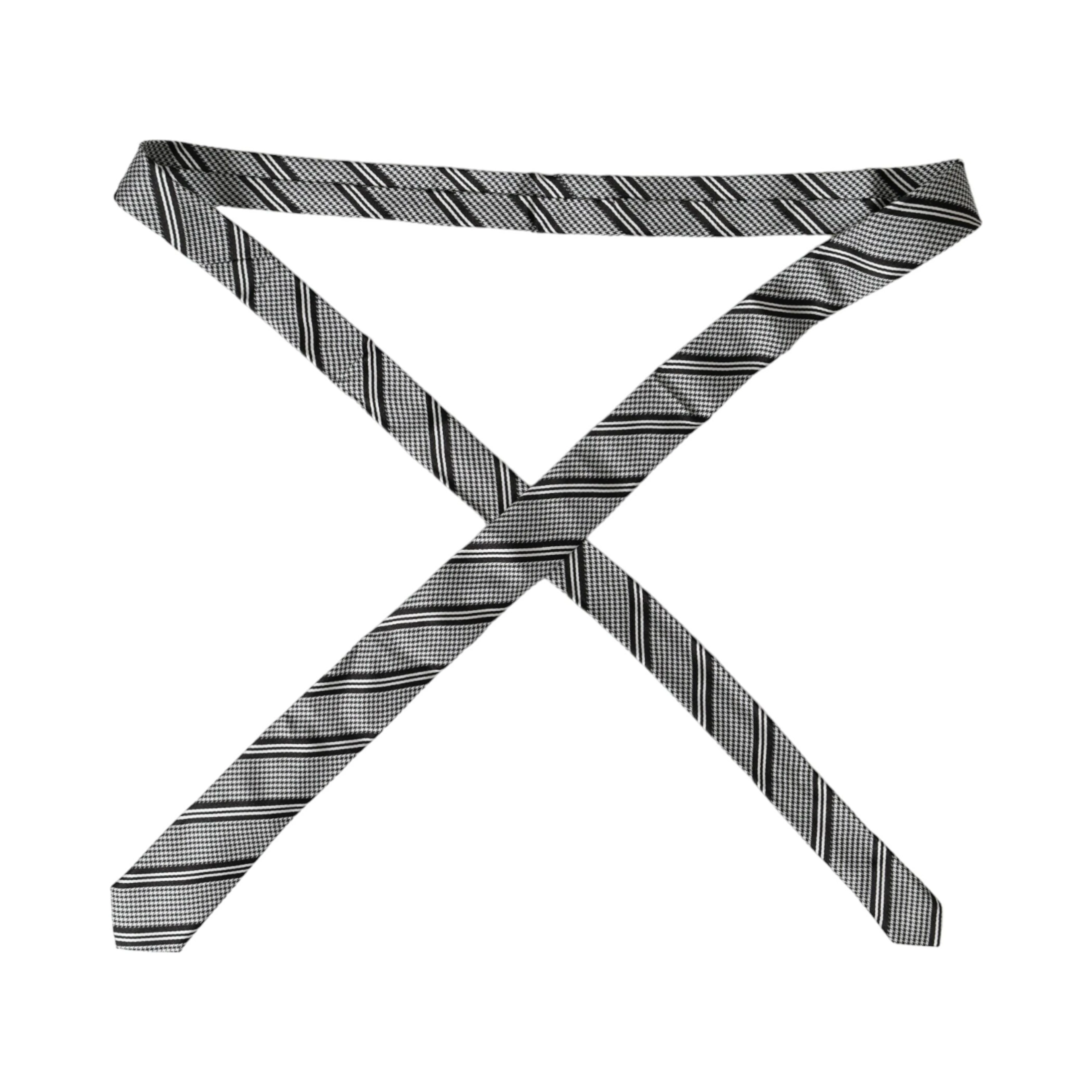 Black White Stripes Silk Adjustable Tie