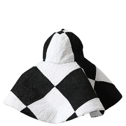 Black White Checkered Wide Brim Floppy Hat