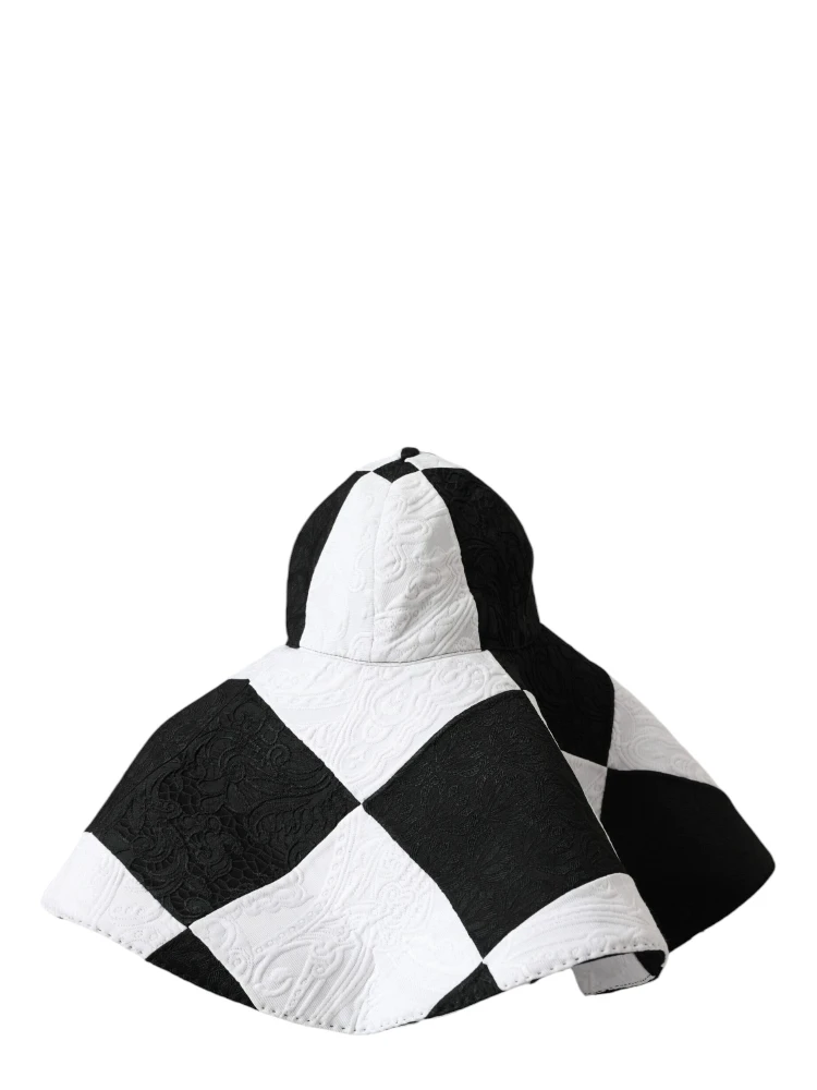 Black White Checkered Wide Brim Floppy Hat