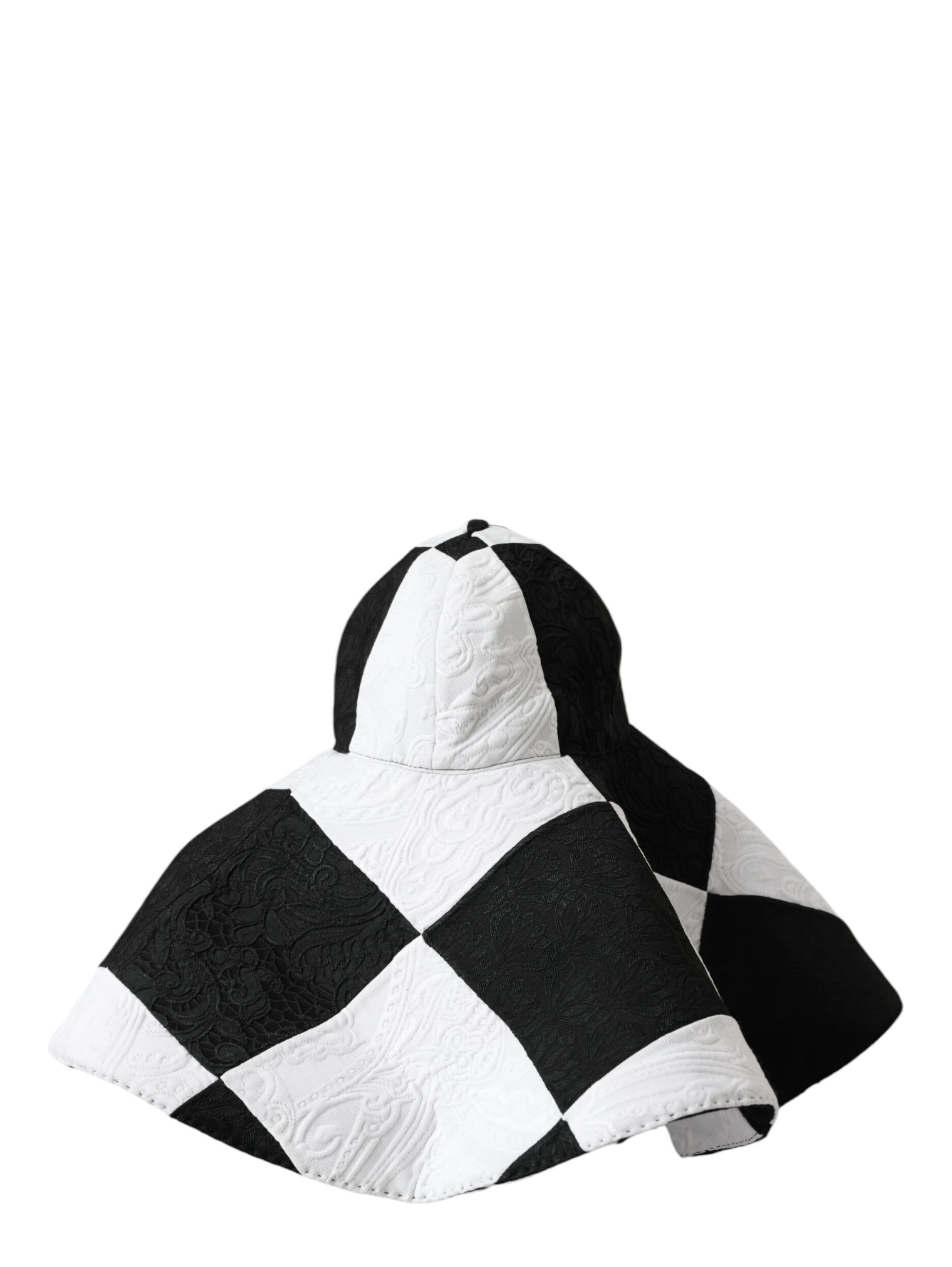 Black White Checkered Wide Brim Floppy Hat