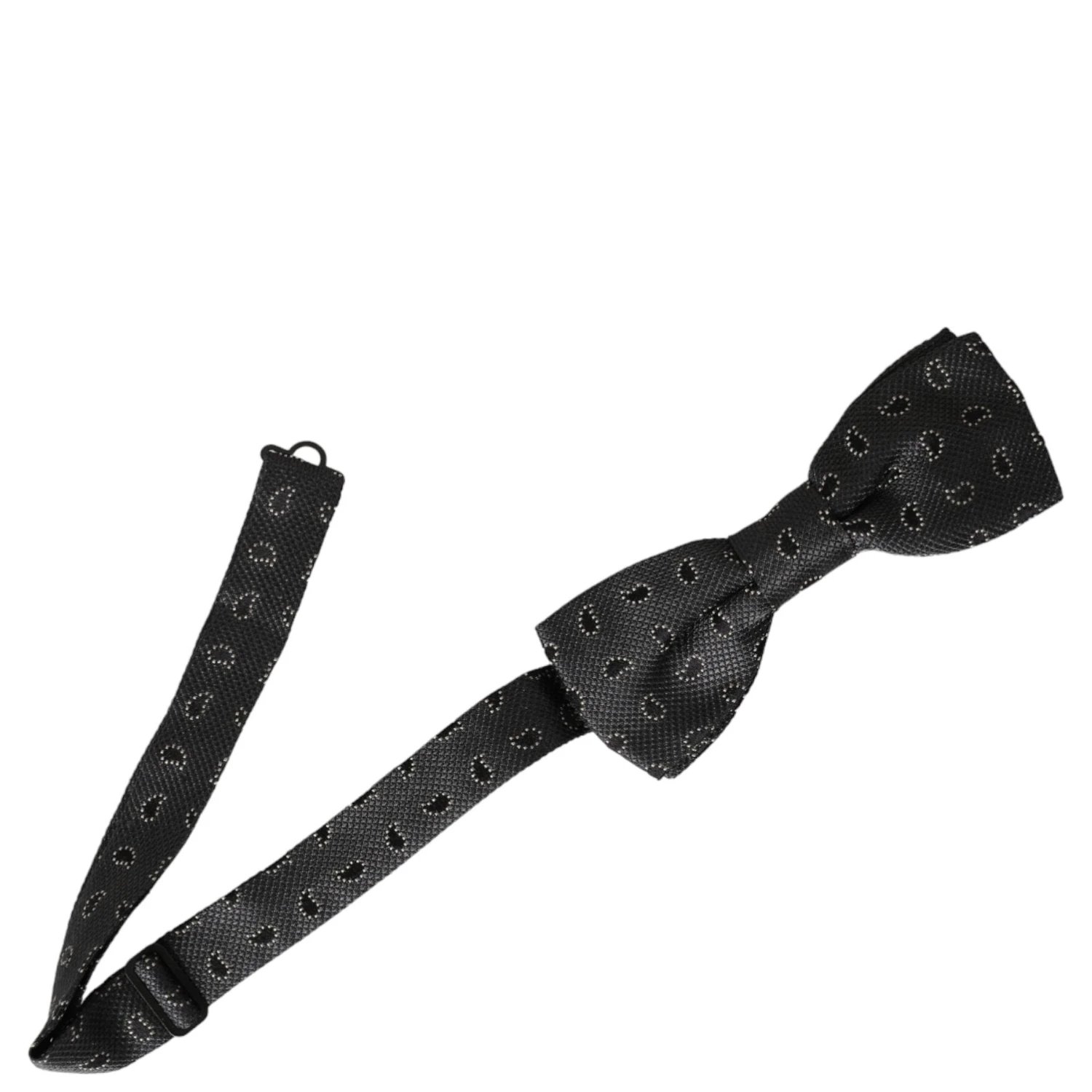 Black Silk Patterned Adjustable Neck Men Bow Tie