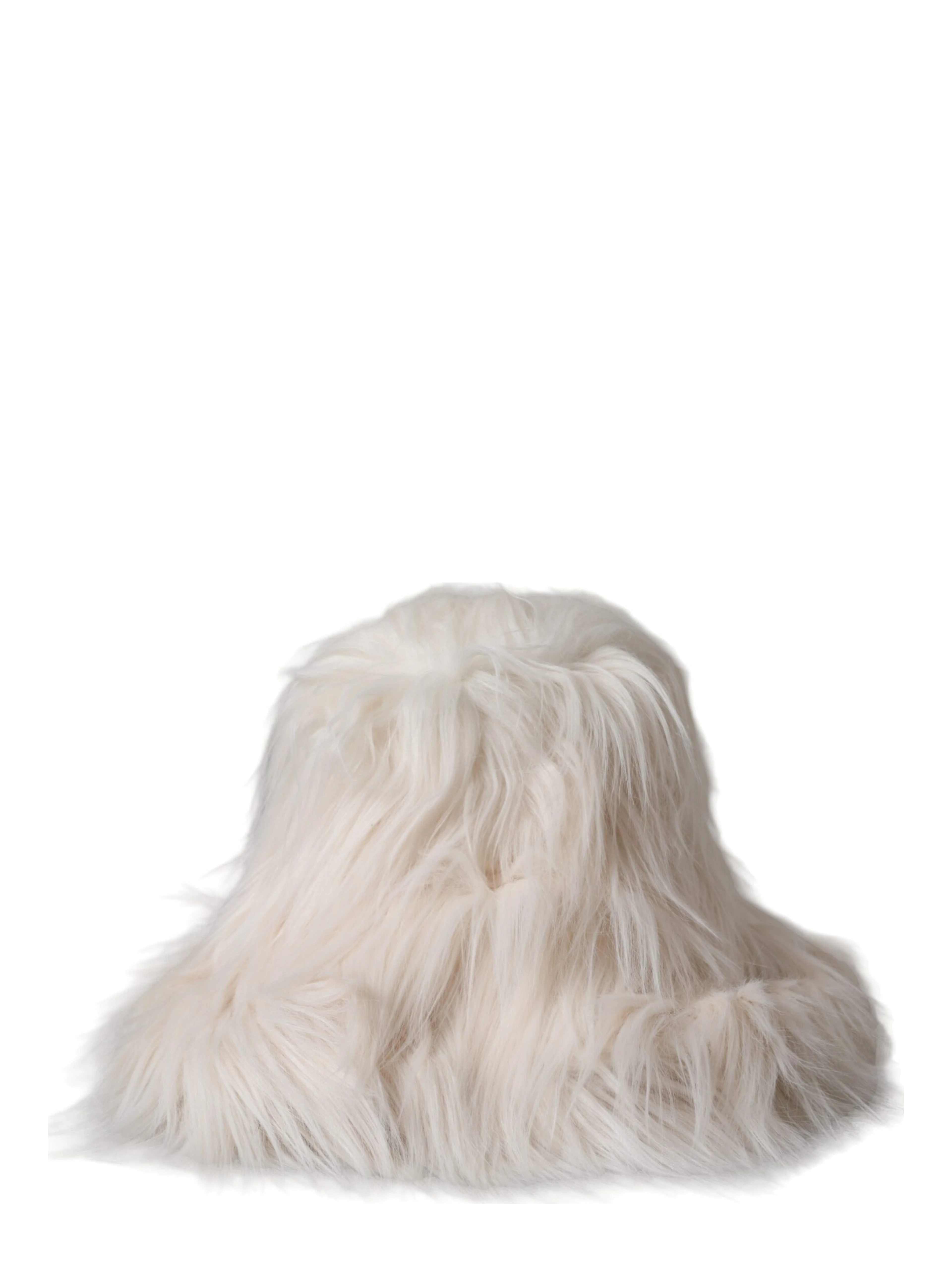 Off White Acrylic Fur Womens Bucket Hat