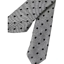 Black White Dot Fantasy Silk Adjustable Men Tie