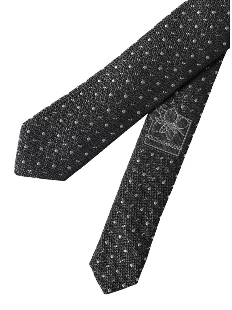 Black Polka Dot Silk Adjustable Men Tie alternative