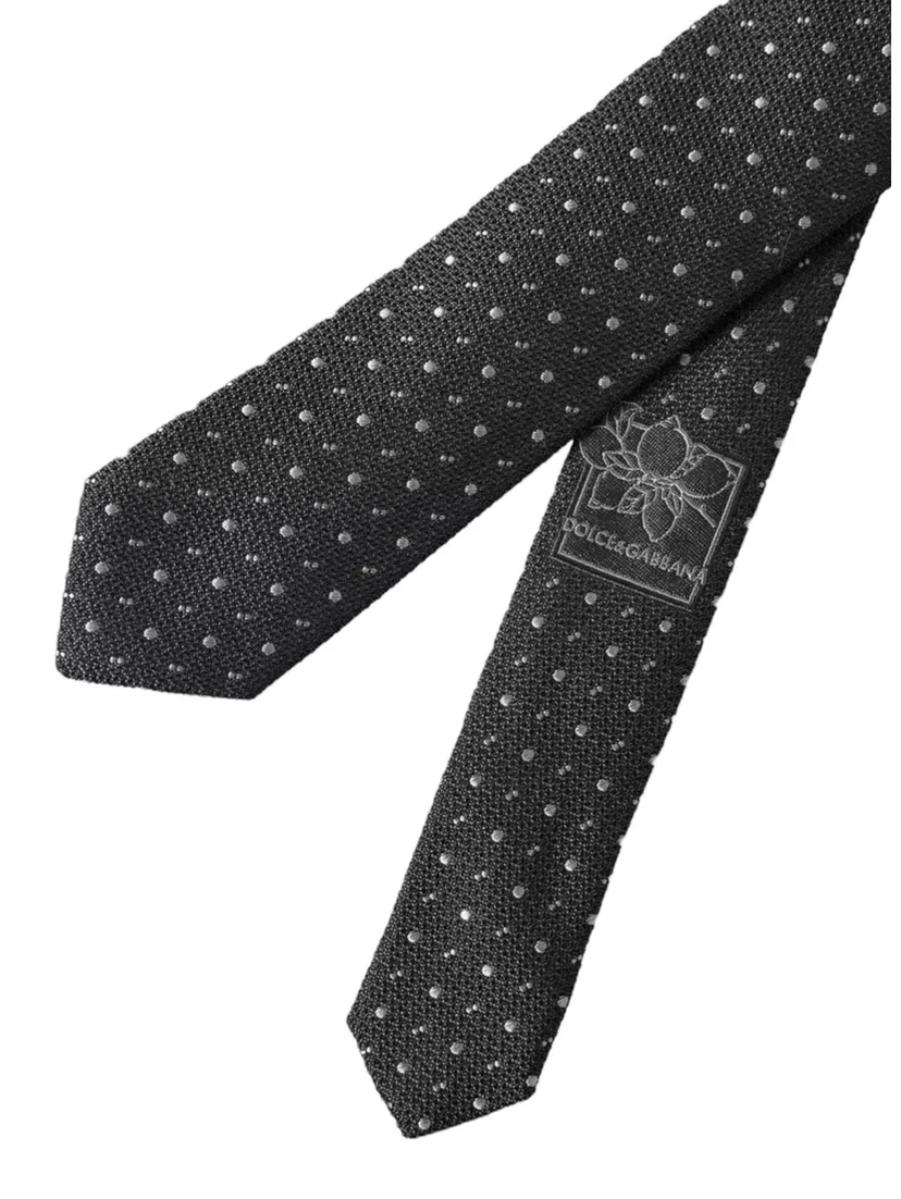 Black Polka Dot Silk Adjustable Men Tie