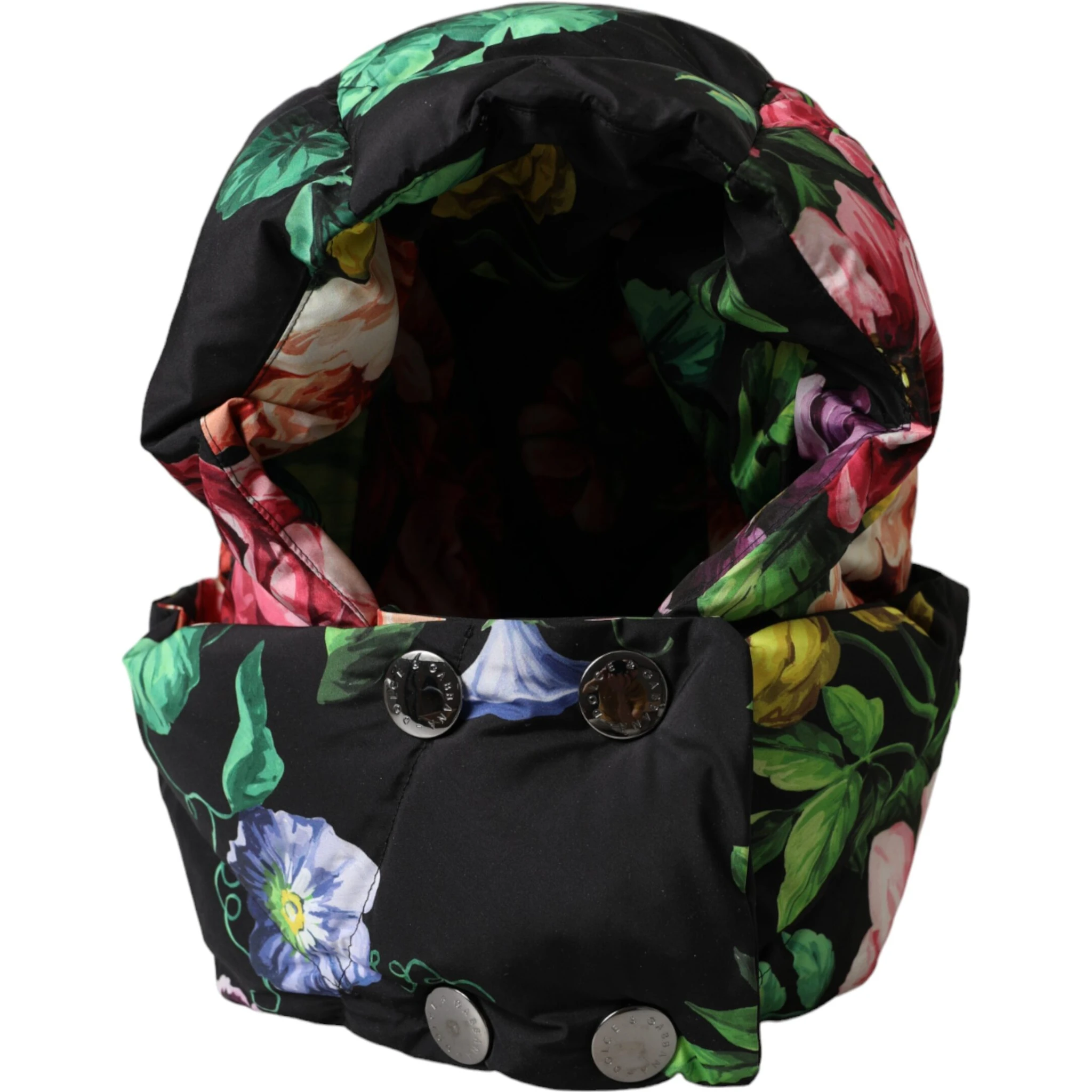 Black Floral Print Whole Head Wrap Hat