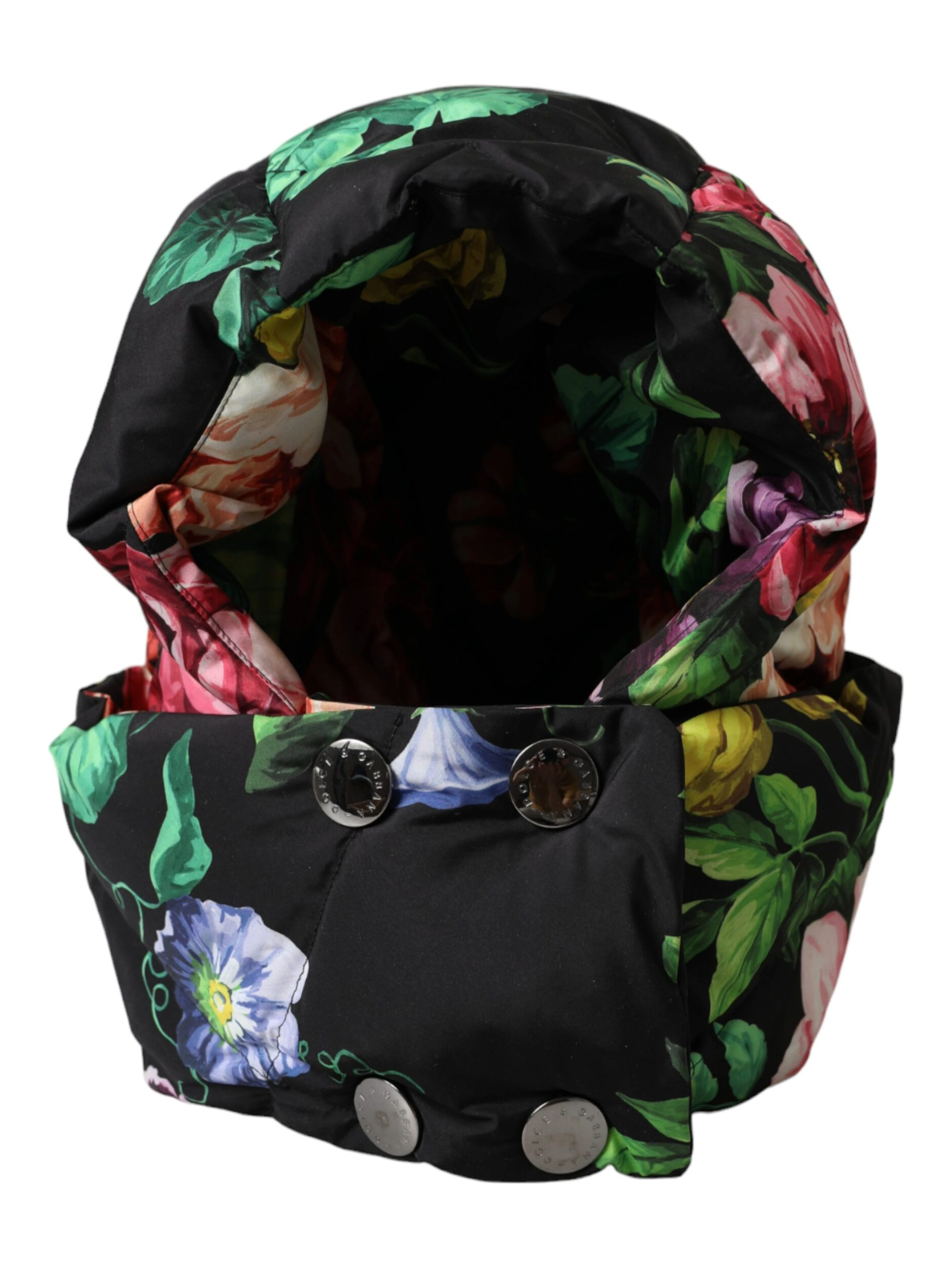 Black Floral Print Whole Head Wrap Hat