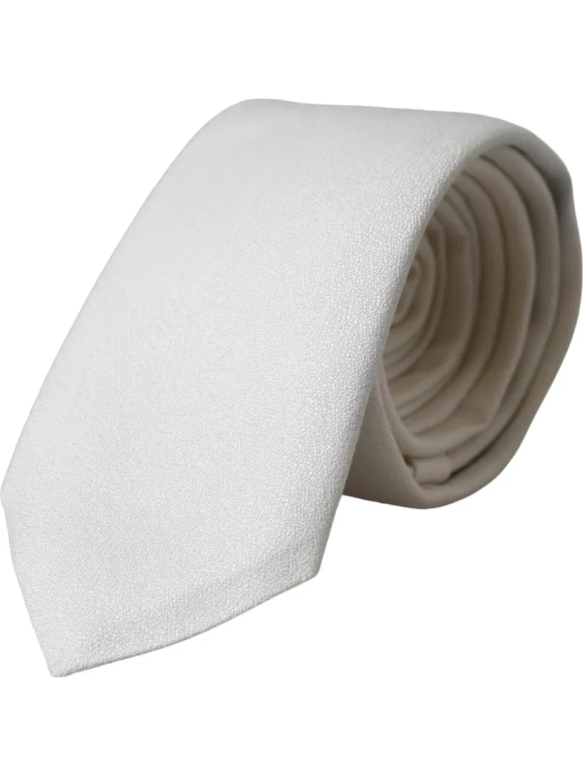 White Silk Classic Adjustable Men Tie