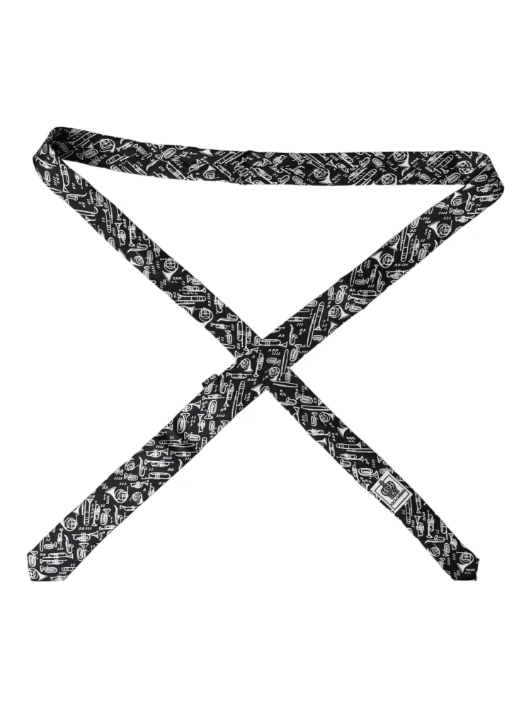 Black Trumpet Print Silk Adjustable Tie alternative