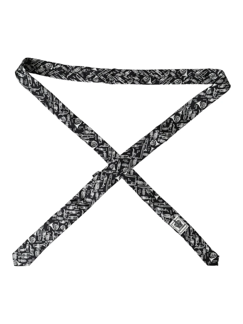 Black Trumpet Print Silk Adjustable Tie