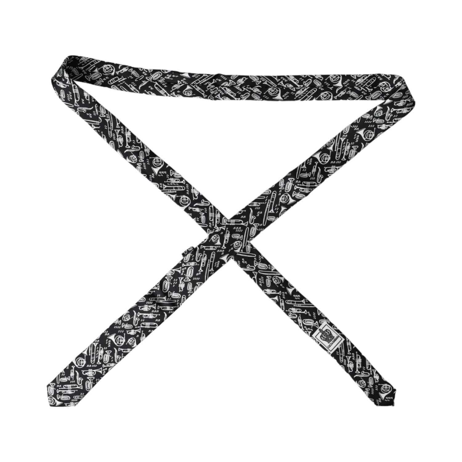 Black Trumpet Print Silk Adjustable Tie