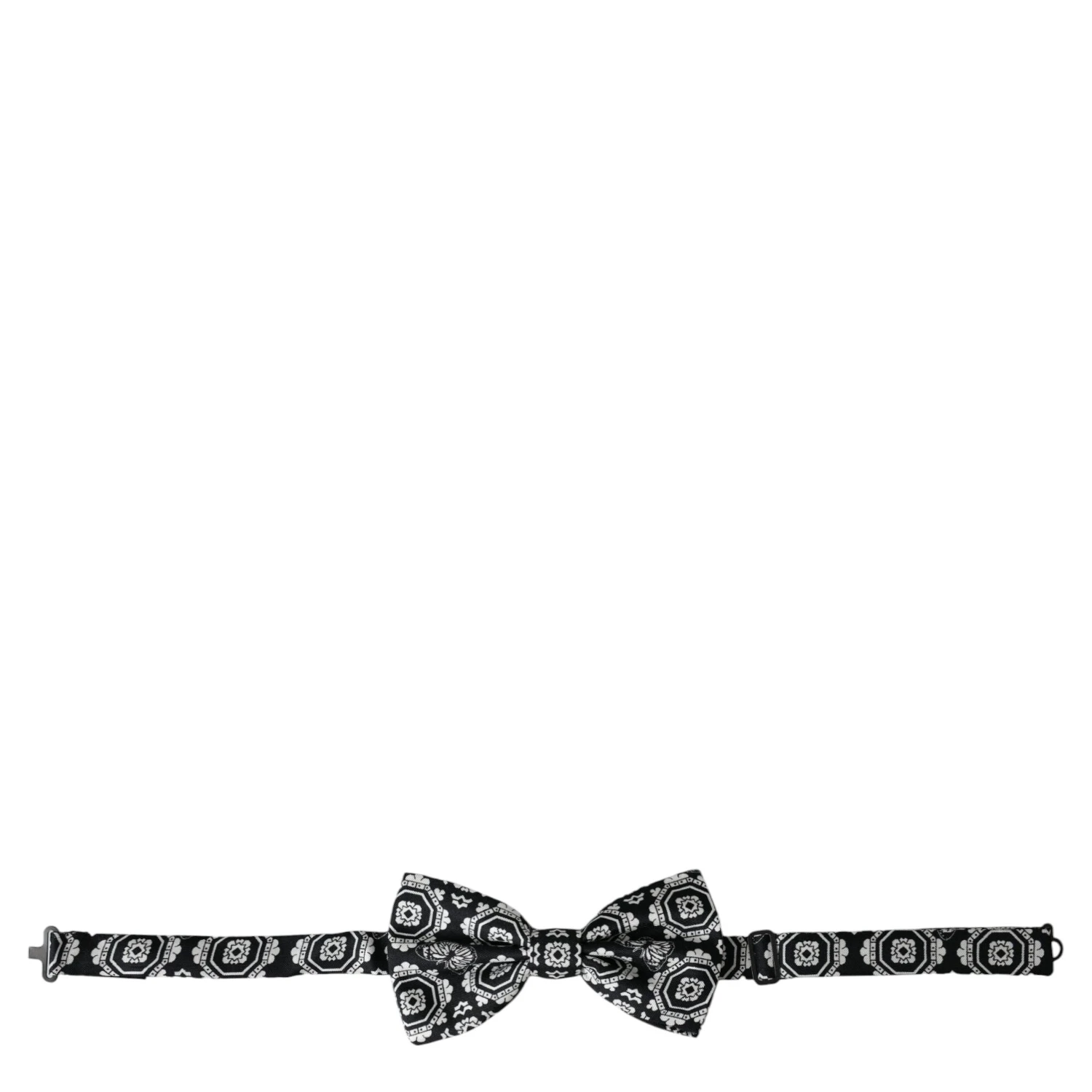 Black White Printed Adjustable Neck Men Bow Tie