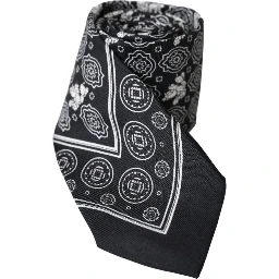 Black Patterned 100%Silk Adjustable Tie