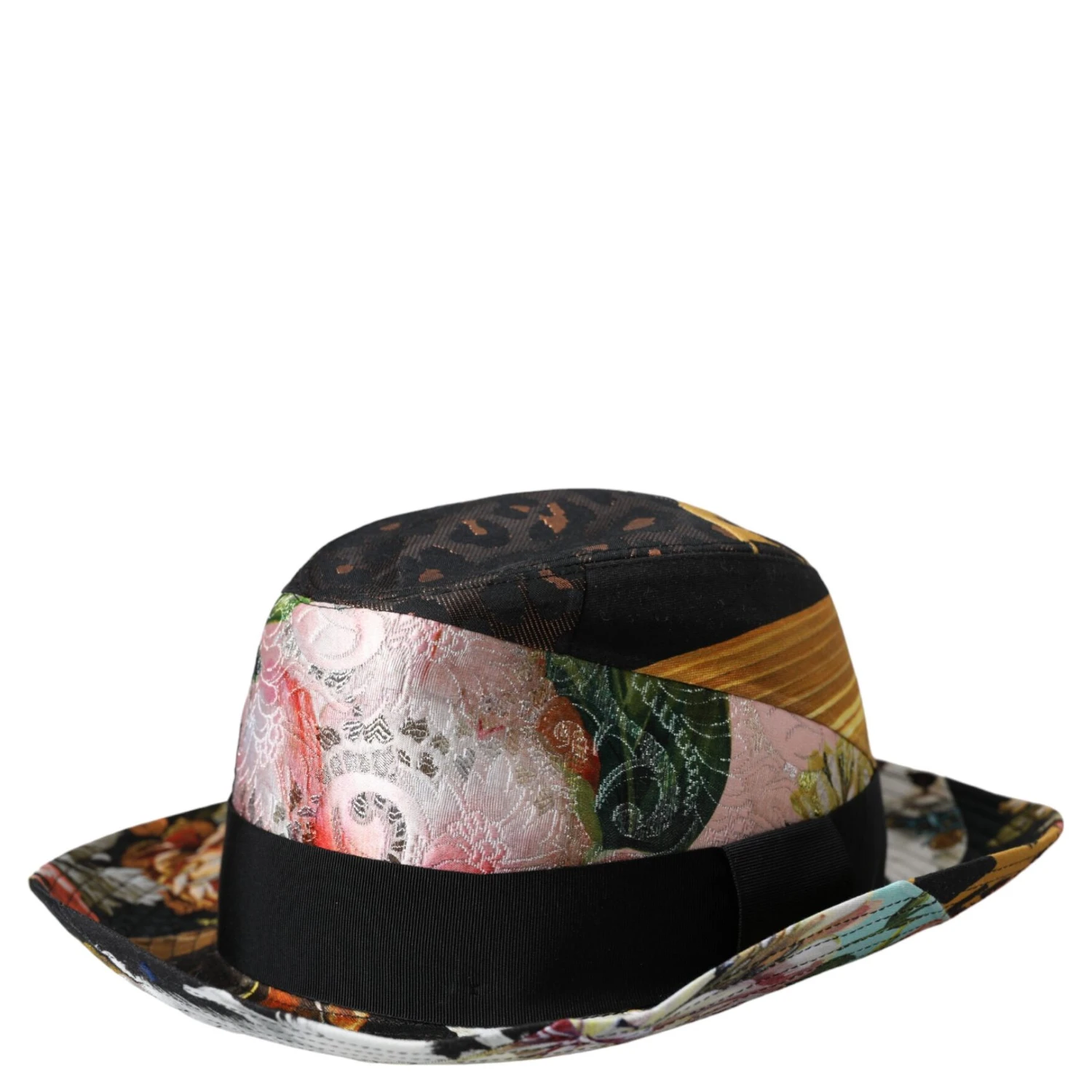 Multicolor Patchwork Women Fedora Wide Brim Hat