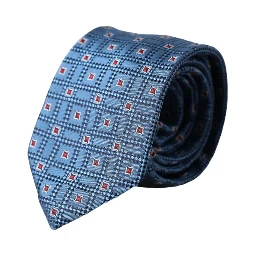 Blue Patterned 100% Silk Adjustable Men Tie