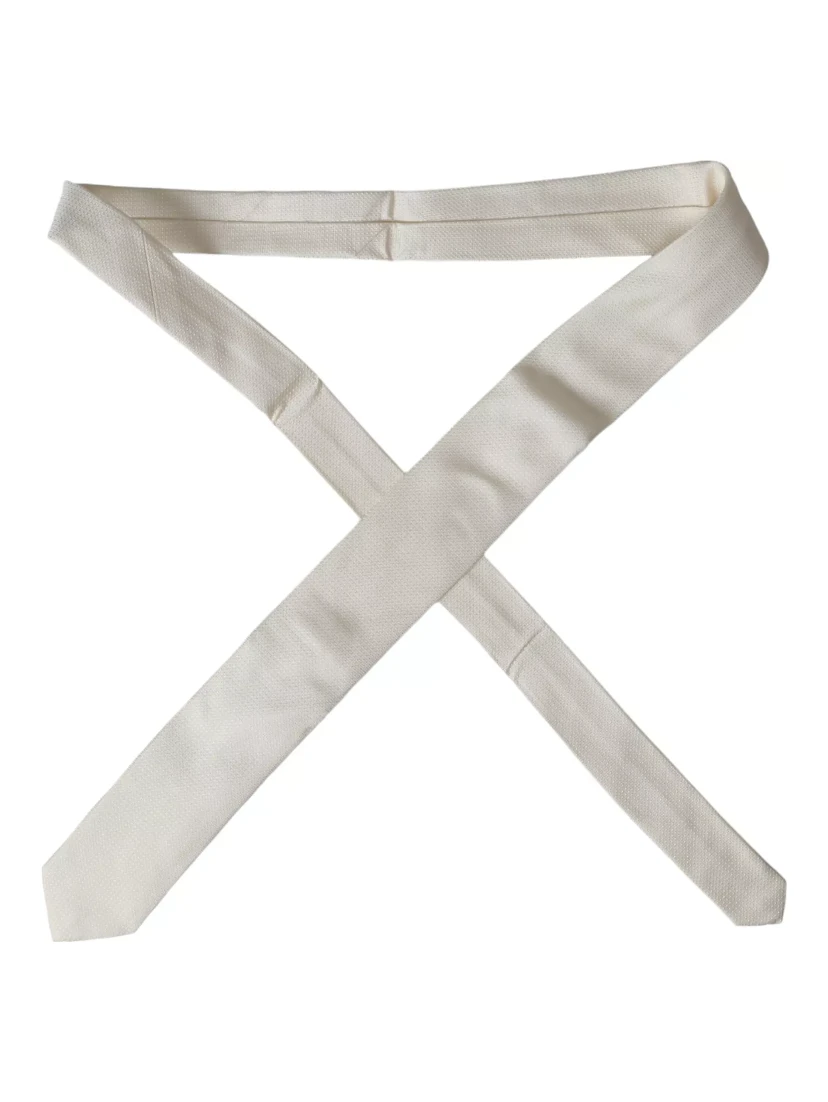 Off White Patterned Silk Classic Adjustable Tie