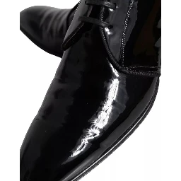 Black Patent Leather Derby Men Dress Shoes