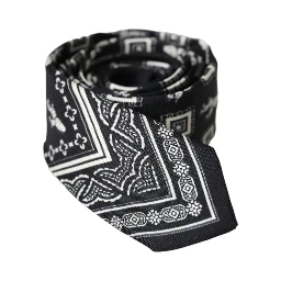 Black Patterned 100%Silk Adjustable Tie