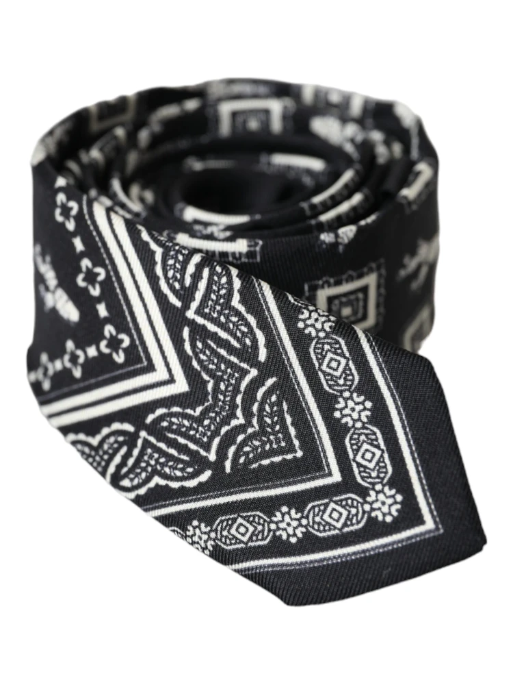 Black Patterned 100%Silk Adjustable Tie alternative