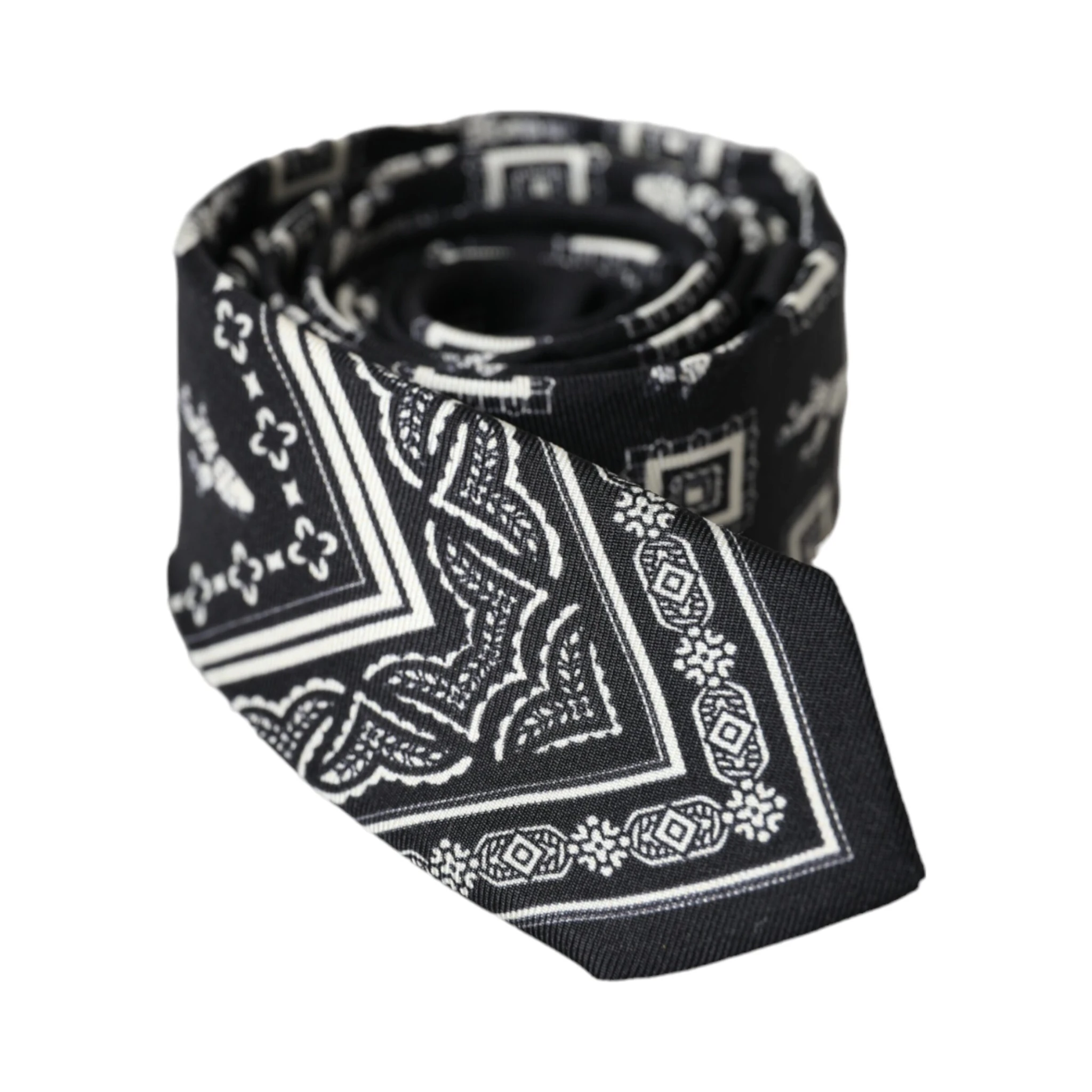 Black Patterned 100%Silk Adjustable Tie
