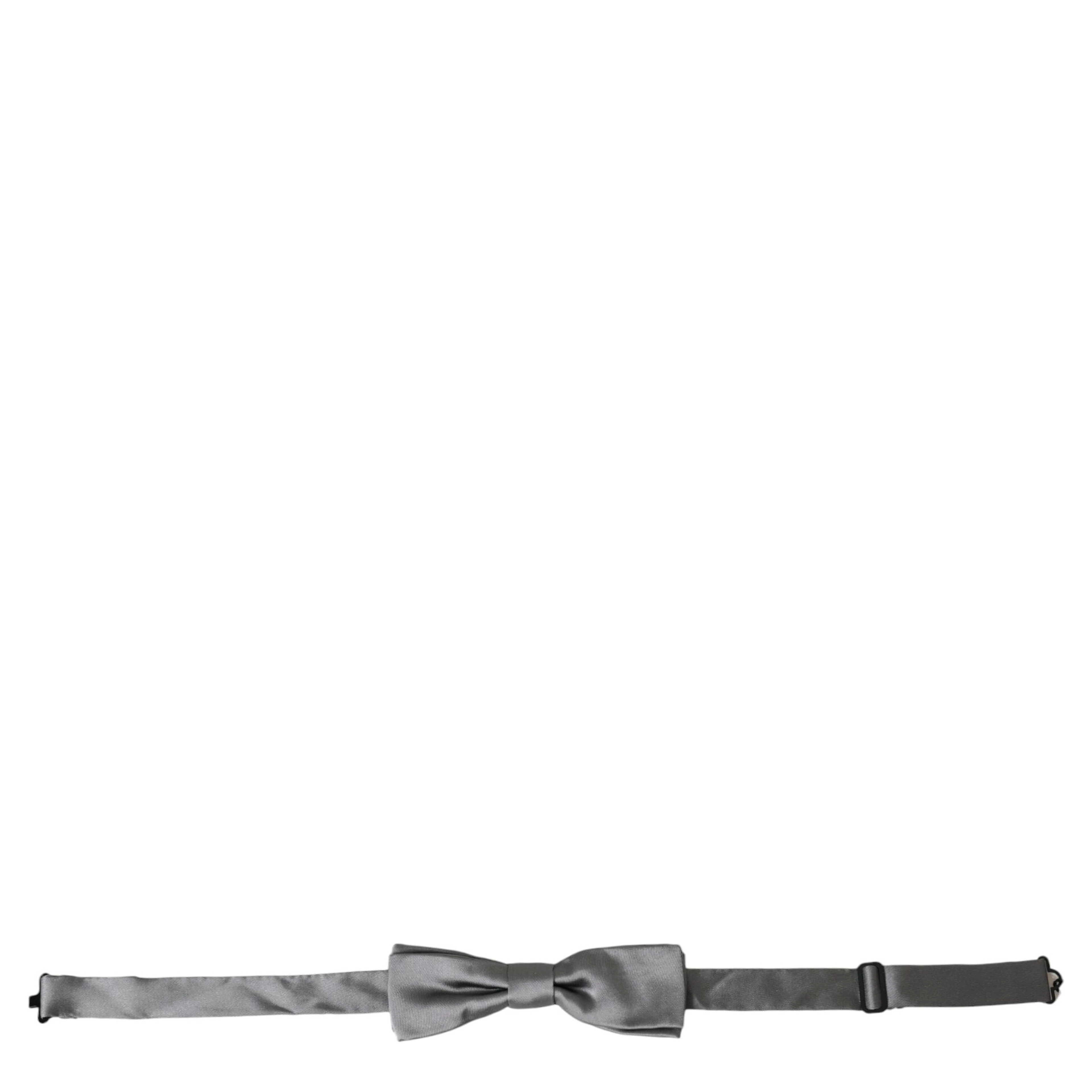 Gray Satin Silk Adjustable Neck Men Papillon Bow Tie