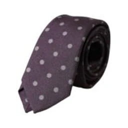 Purple 100% Silk Polka Dot Adjustable Men Tie