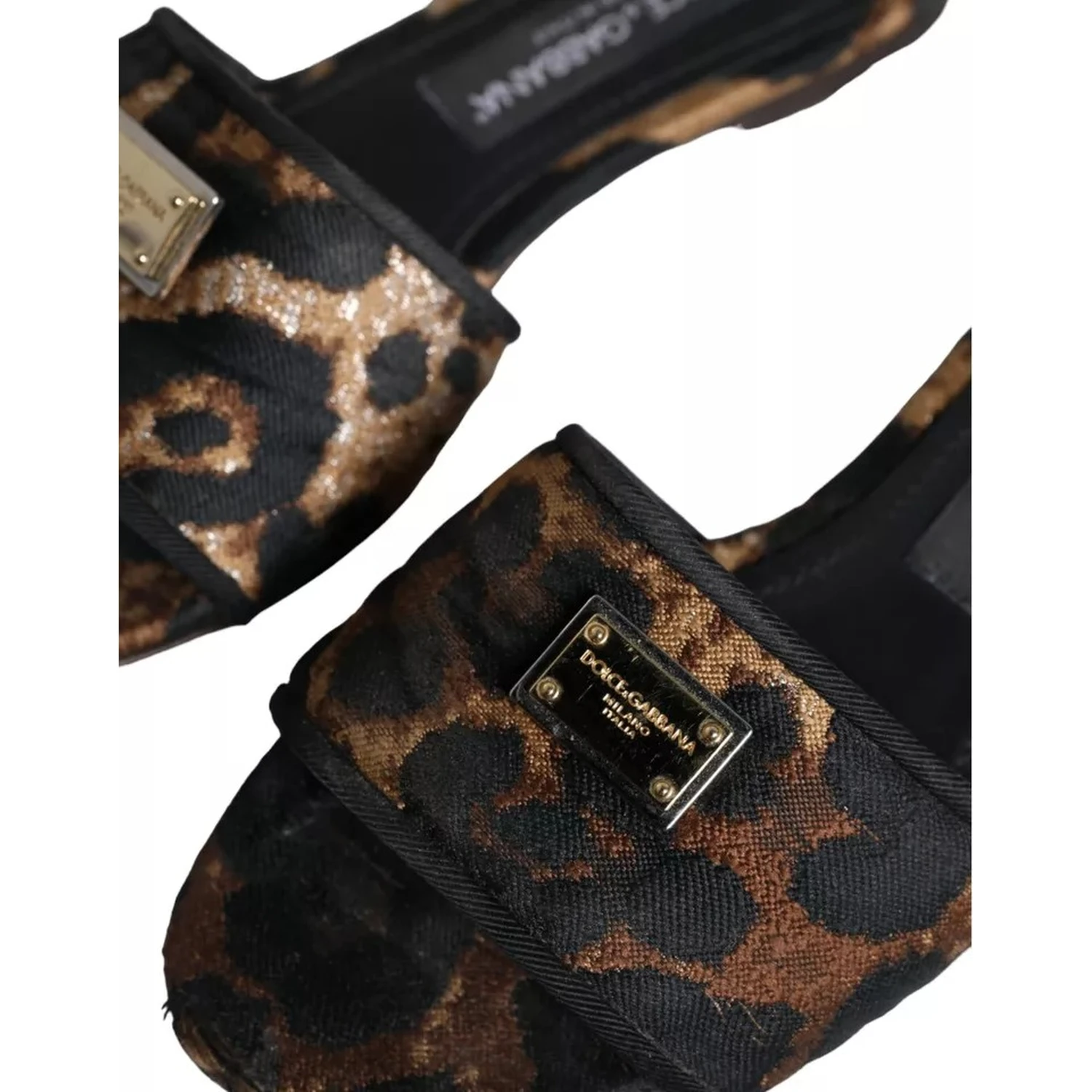 Brown Leopard Logo Slides Flats Sandals Shoes