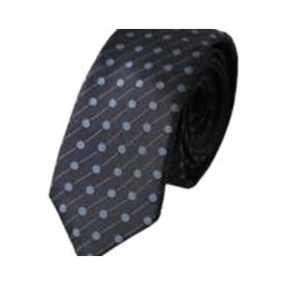 Black Blue Polka Dot Silk Adjustable Men Tie