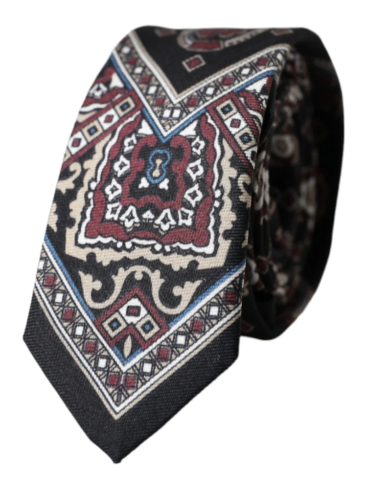 Black Printed 100% Silk Adjustable Men Tie alternative