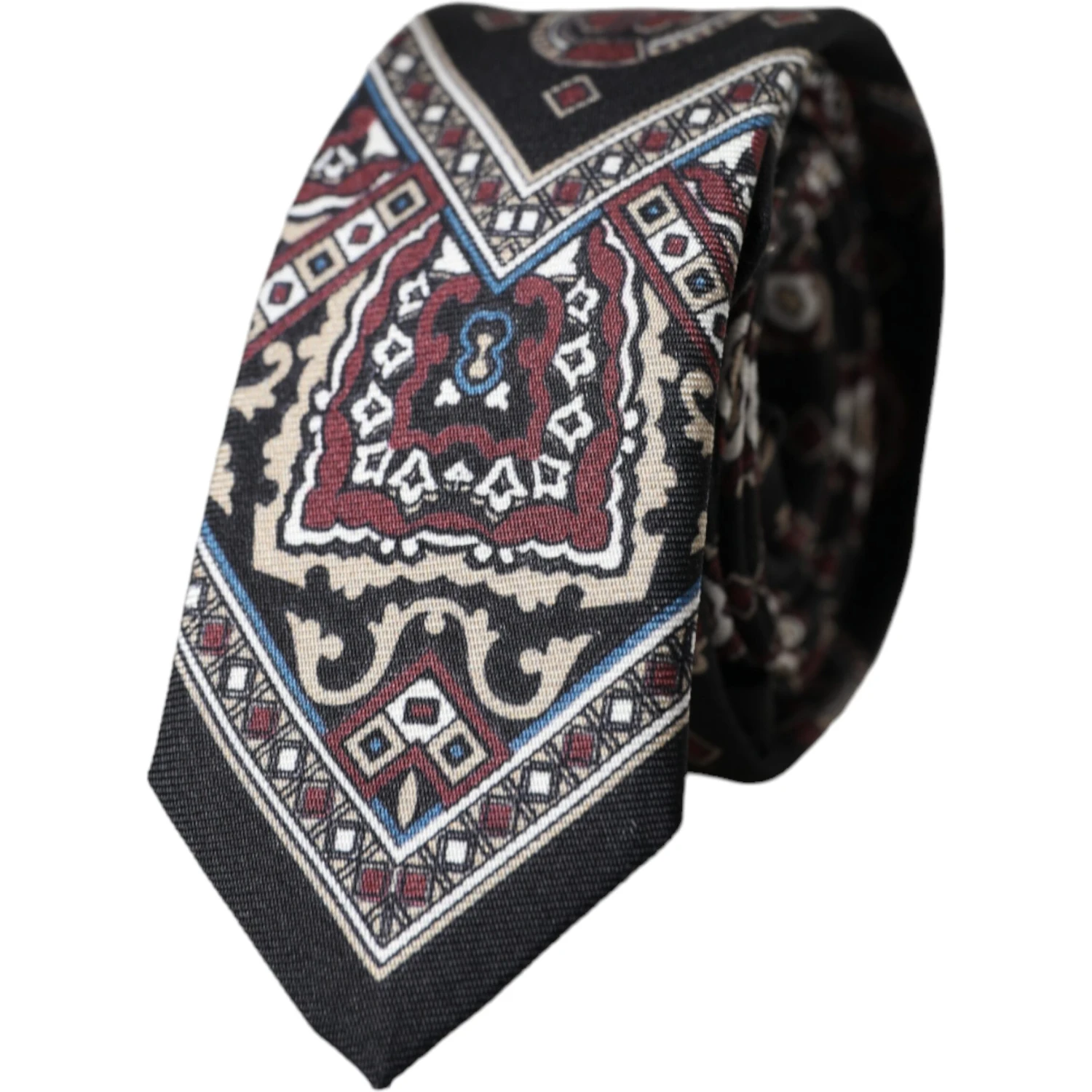 Black Printed 100% Silk Adjustable Men Tie