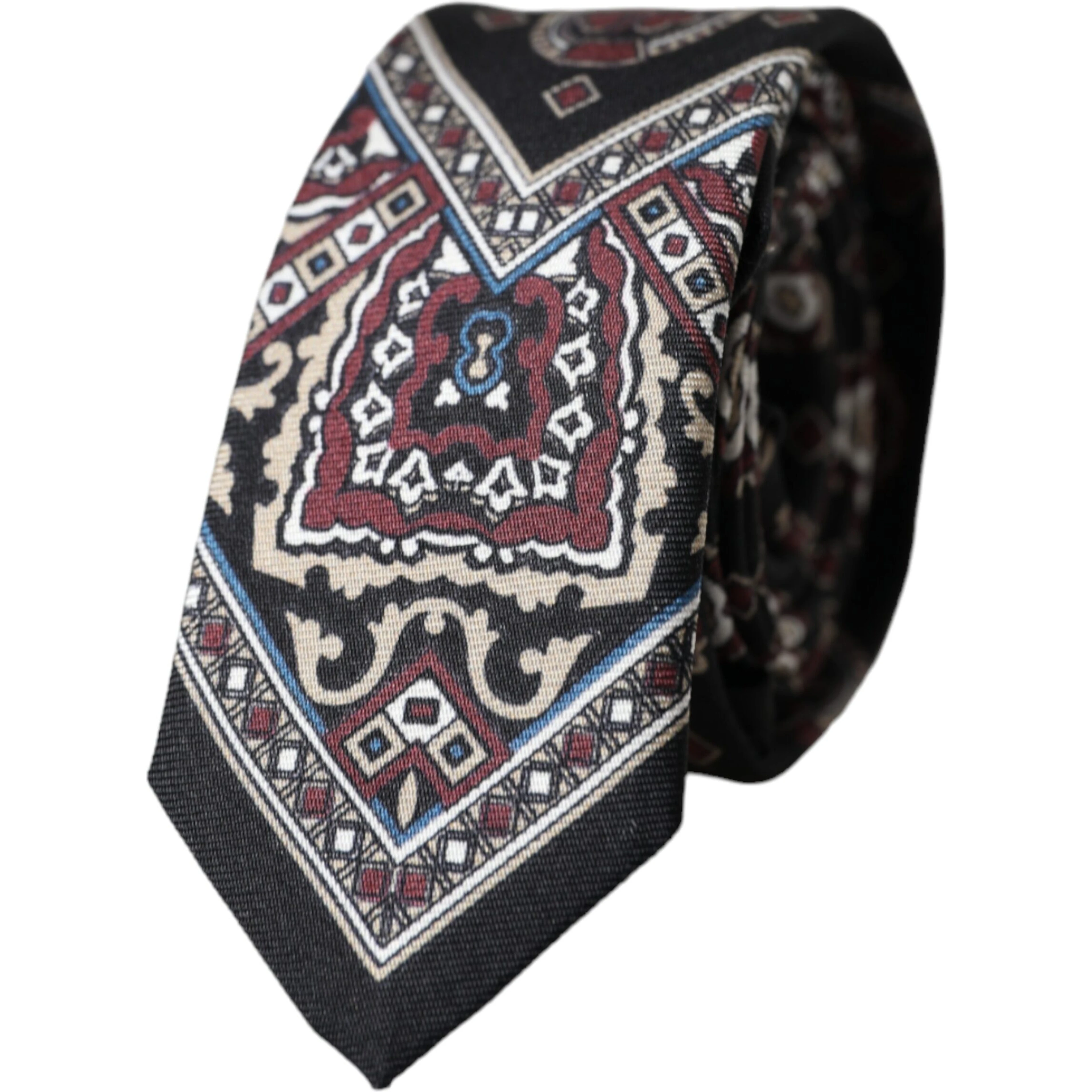 Black Printed 100% Silk Adjustable Men Tie