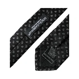 Black Jacquard Patterned Silk Adjustable Men Tie
