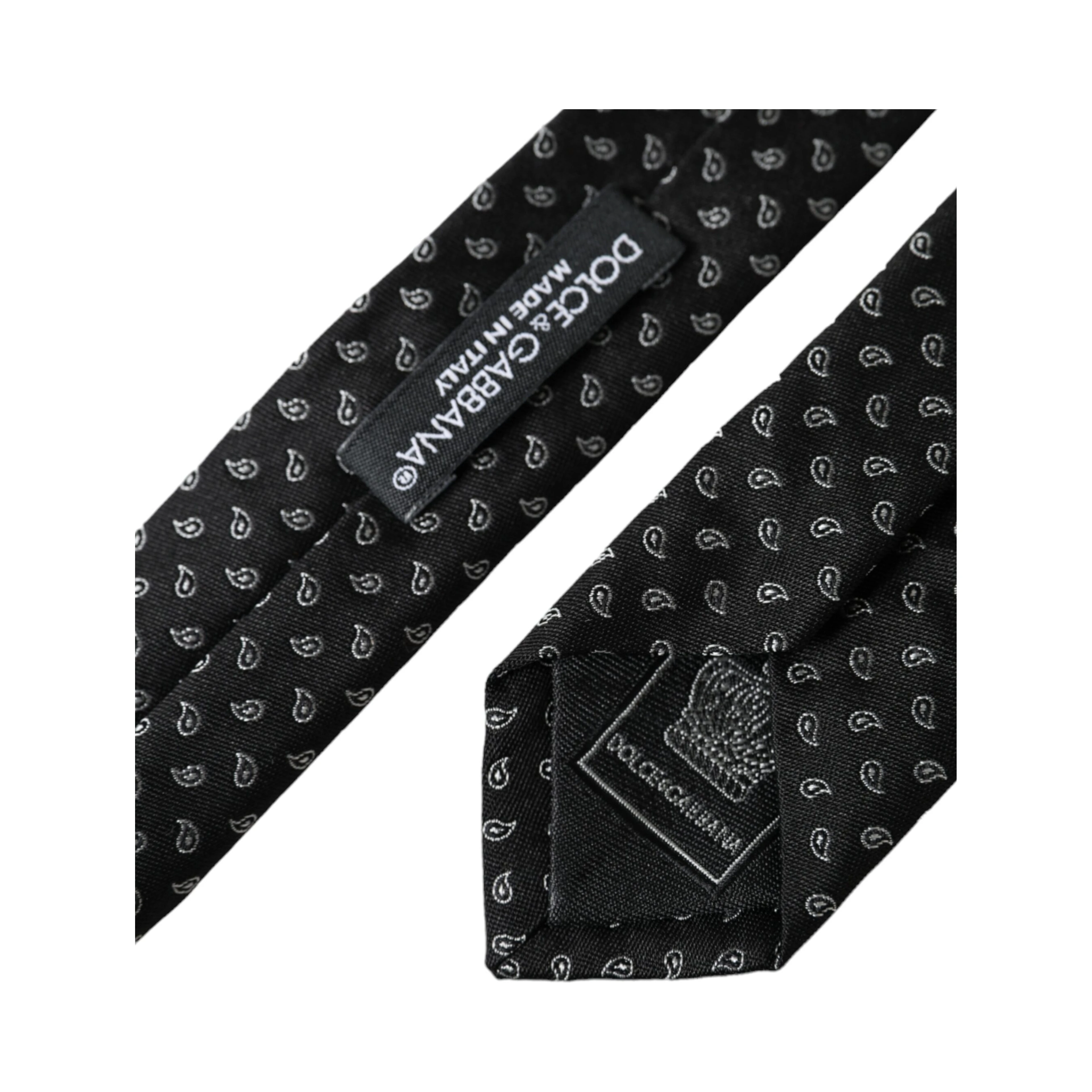 Black Jacquard Patterned Silk Adjustable Men Tie