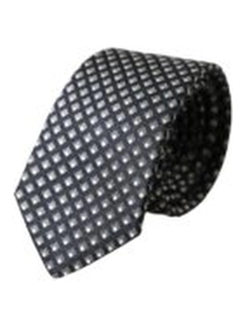 Black 100% Silk Patterned Adjustable Men Tie