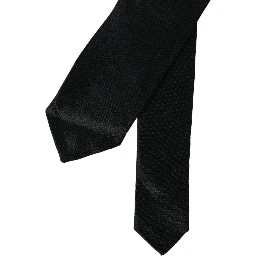 Black Solid 100% Silk Adjustable Tie