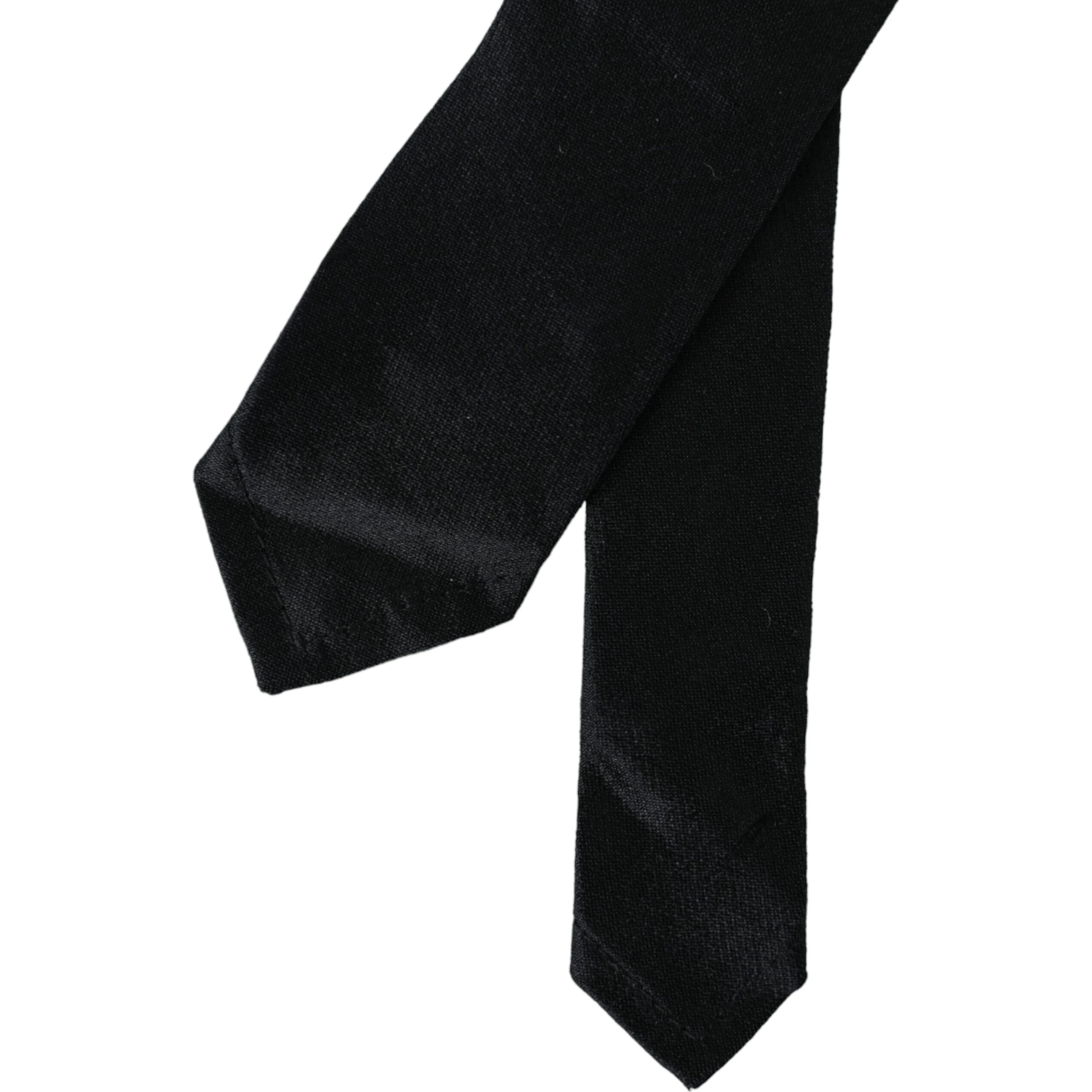 Black Solid 100% Silk Adjustable Tie